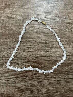 Moonstone Chip Necklace in White with Gold Clasp